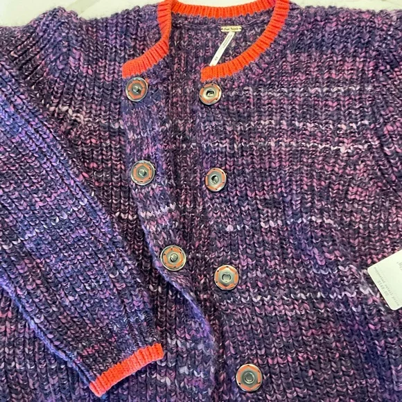Free People Purple Combo Knit Cardigan-NWT - Picture 6 of 16